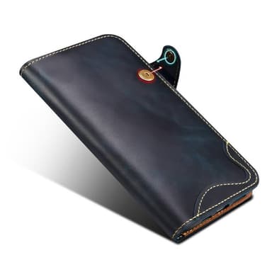 Denior lompakkokotelo nahkaa iPhone 16 Plus - Sininen