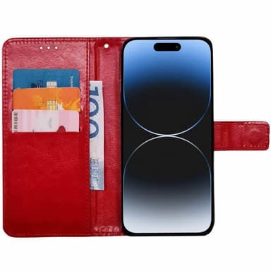 Lompakkokotelo 3-kortti iPhone 16 Pro - Punainen