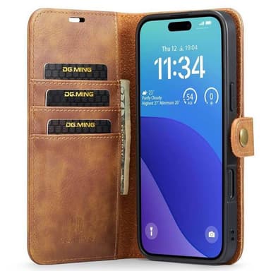 Lompakkokotelo DG-Ming 2i1 iPhone 16 Pro Max - Ruskea
