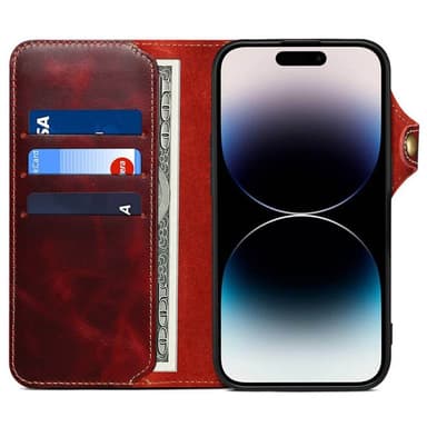 Denior lompakkokotelo nahkaa iPhone 16 Pro Max - Häränverinen