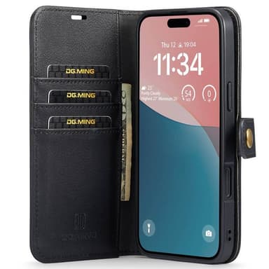 Lompakkokotelo DG-Ming 2i1 iPhone 16 Plus - Musta