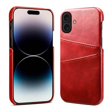 Retro kuori korttipaikoilla iPhone 16 - Punainen