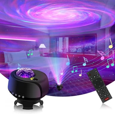 Galaxy Projector Fantasy Aurora - tähtiprojektori, jossa on BT-kaiutin, valotunnistin ja 360° pyöritys