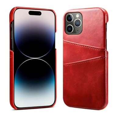 Retro kuori korttipaikoilla iPhone 16 Pro Max - Punainen