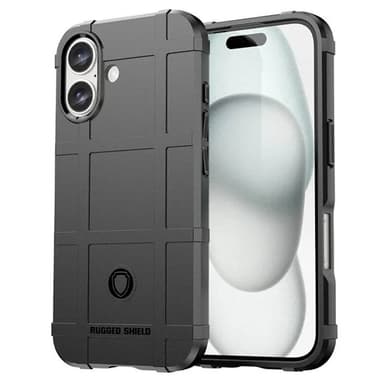 Rugged Shield kuori iPhone 16 Plus - Musta