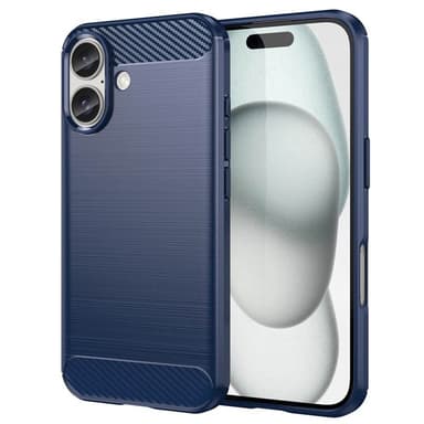 Harjattu TPU kuori iPhone 16 Plus - Sininen