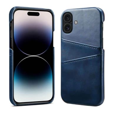 Retro kuori korttipaikoilla iPhone 16 Plus - Sininen