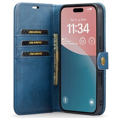 Lompakkokotelo DG-Ming 2i1 iPhone 16 Plus - Sininen