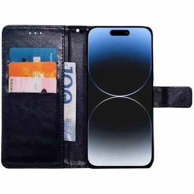 Lompakkokotelo 3-kortti iPhone 16 Pro Max - Tummansininen
