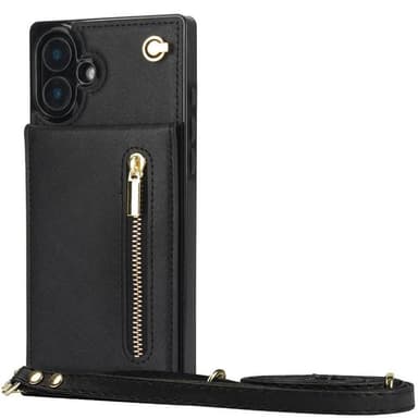 Zipper kaulakorukuori iPhone 16 Plus - Musta