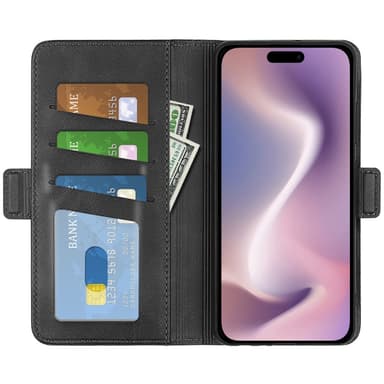 SKALO iPhone 16 Pro Premium Wallet Lompakkokotelo - Musta