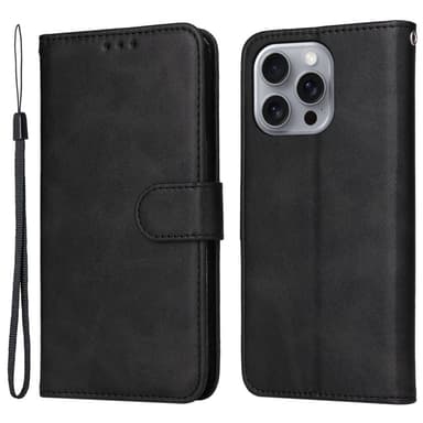 SKALO iPhone 16 Pro Max PU-nahkainen Lompakkokotelo - Musta