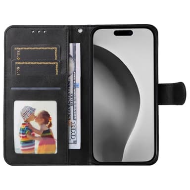 SKALO iPhone 16 Pro Max PU-nahkainen Lompakkokotelo - Musta