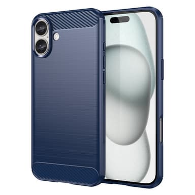 SKALO iPhone 16 Plus Armor Carbon Iskunkestävä TPU suojakuori - Sininen