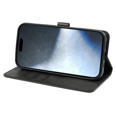 SKALO iPhone 16 Lompakkokotelo PU-nahkaa - Musta