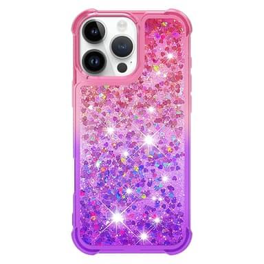 SKALO iPhone 16 Pro Max Juoksuhiekka Glitter Sydämet TPU kuori - Pinkki-Violetti