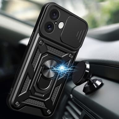 SKALO iPhone 16 Plus Armor hybridi metallirengas kameran liukusäädin - Musta
