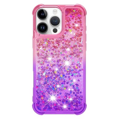 SKALO iPhone 16 Pro Juoksuhiekka Glitter Sydämet TPU kuori - Pinkki-Violetti