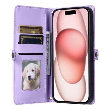 SKALO iPhone 16 Plus Evelope Clutch 5-Lokeroa - Violetti