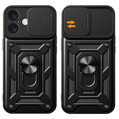SKALO iPhone 16 Plus Armor hybridi metallirengas kameran liukusäädin - Musta