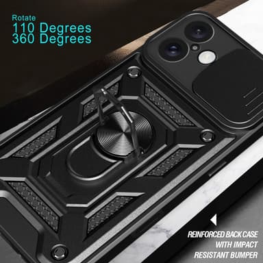 SKALO iPhone 16 Plus Armor hybridi metallirengas kameran liukusäädin - Musta