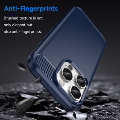 SKALO iPhone 16 Pro Armor Carbon Iskunkestävä TPU suojakuori - Sininen