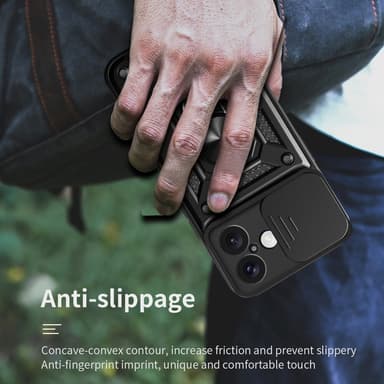 SKALO iPhone 16 Plus Armor hybridi metallirengas kameran liukusäädin - Musta