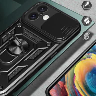 SKALO iPhone 16 Plus Armor hybridi metallirengas kameran liukusäädin - Musta