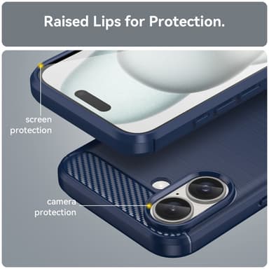 SKALO iPhone 16 Armor Carbon Iskunkestävä TPU suojakuori - Sininen