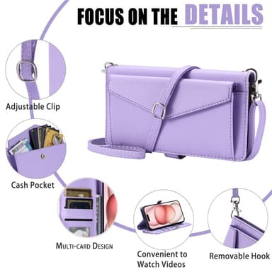 SKALO iPhone 16 Plus Evelope Clutch 5-Lokeroa - Violetti