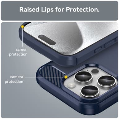 SKALO iPhone 16 Pro Armor Carbon Iskunkestävä TPU suojakuori - Sininen