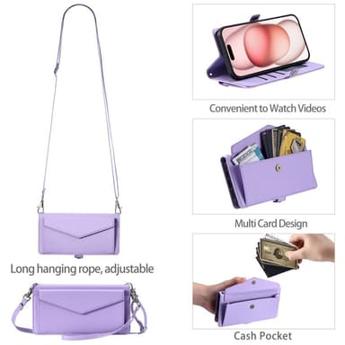 SKALO iPhone 16 Plus Evelope Clutch 5-Lokeroa - Violetti