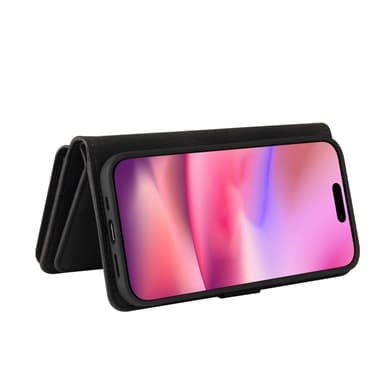 SKALO iPhone 16 Big Wallet 17-lokeroa Lompakkokotelo - Musta