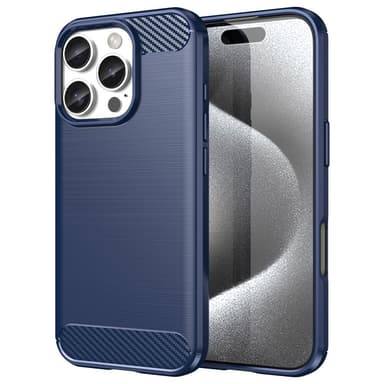 SKALO iPhone 16 Pro Armor Carbon Iskunkestävä TPU suojakuori - Sininen