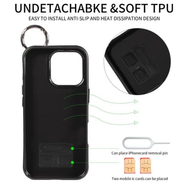 SKALO iPhone 16 Pro PU-Nahka Kortinhaltija Ring Suojakuori - Ruusukulta