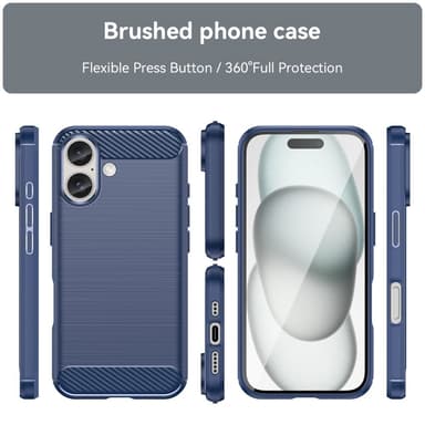 SKALO iPhone 16 Armor Carbon Iskunkestävä TPU suojakuori - Sininen