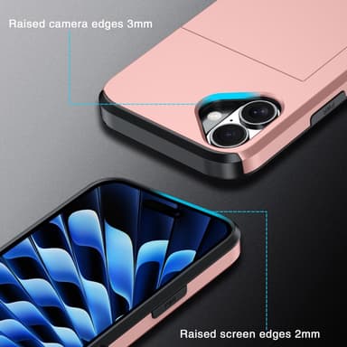SKALO iPhone 16 Armor Suojakuori korttikotelo - Sininen