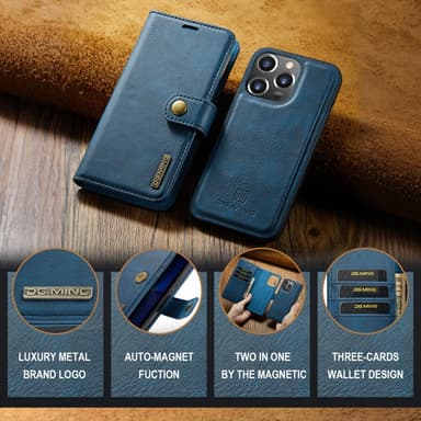 DG MING iPhone 16 Pro Max 2-in-1 magneetti lompakkokotelo - Sininen