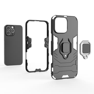 SKALO iPhone 16 Pro Max Armor Hybridi metallirengas kuori - Musta