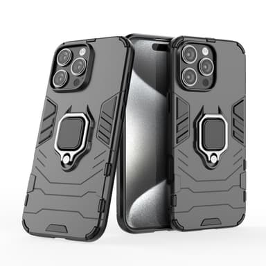 SKALO iPhone 16 Pro Max Armor Hybridi metallirengas kuori - Musta