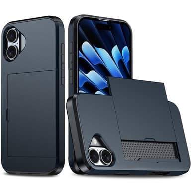 SKALO iPhone 16 Armor Suojakuori korttikotelo - Sininen