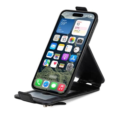 SKALO iPhone 16 Vertical Flip Lompakkokotelo - Musta
