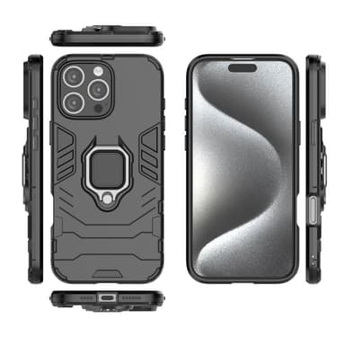 SKALO iPhone 16 Pro Max Armor Hybridi metallirengas kuori - Musta