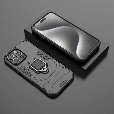 SKALO iPhone 16 Pro Max Armor Hybridi metallirengas kuori - Musta