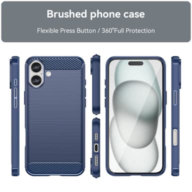 SKALO iPhone 16 Plus Armor Carbon Iskunkestävä TPU suojakuori - Sininen