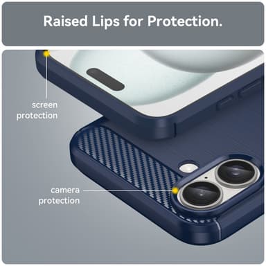 SKALO iPhone 16 Plus Armor Carbon Iskunkestävä TPU suojakuori - Sininen