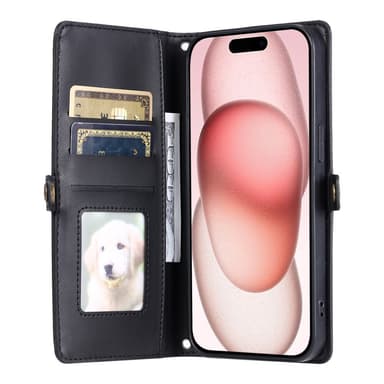 SKALO iPhone 16 Plus Evelope Clutch 5-Lokeroa - Musta