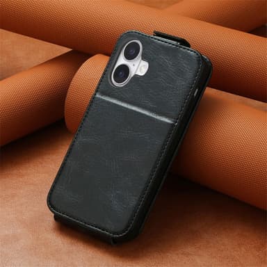 SKALO iPhone 16 Vertical Flip Lompakkokotelo - Musta