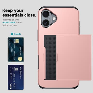 SKALO iPhone 16 Armor Suojakuori korttikotelo - Sininen