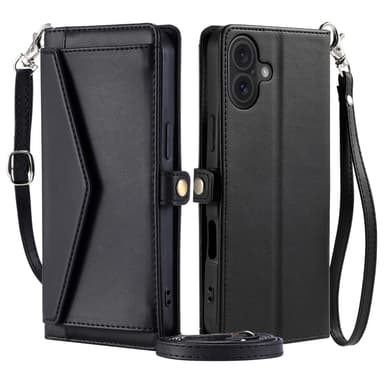 SKALO iPhone 16 Plus Evelope Clutch 5-Lokeroa - Musta
